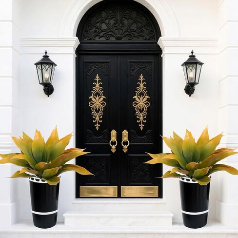Artificial Agave Plants, Realistic UV Resistant Fake Aesthetic Plants for Outdoor Indoor, Home Decor for Garden, Porch, Doorway, Patio (2PCS, Yellow, Small) in Saudi Arabia