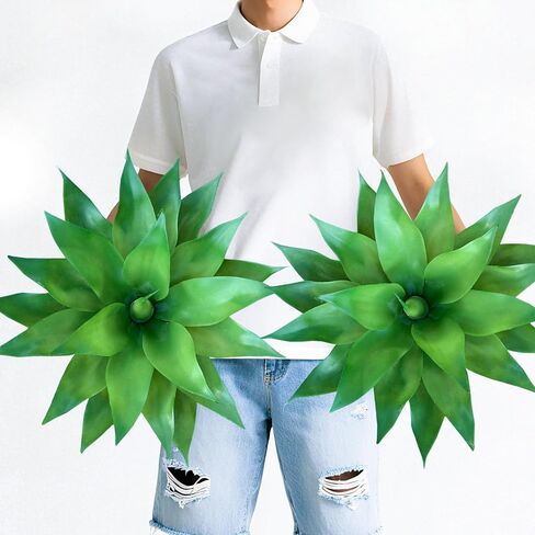 Artificial Agave Plants, Realistic UV Resistant Fake Aesthetic Plants for Outdoor Indoor, Home Decor for Garden, Porch, Doorway, Patio (2PCS, Yellow, Small) in Saudi Arabia