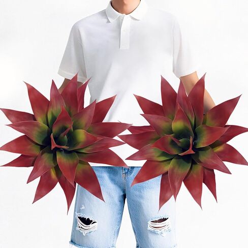 Artificial Agave Plants, Realistic UV Resistant Fake Aesthetic Plants for Outdoor Indoor, Home Decor for Garden, Porch, Doorway, Patio (2PCS, Yellow, Small) in Saudi Arabia