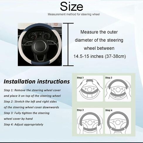 Breathable Perforated Leather Steering Wheel Cover, Universal 15-inch car Steering Wheel Grip, Soft and Comfortable, Breathable and Non-Slip, Suitable for sedans, Vans, SUVs (Black) in Saudi Arabia