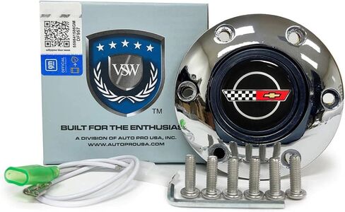 VSW S6 Chrome Horn Button Compatible with 6 Bolt Steering Wheel, Corvette, C4 Emblem, STE1042CHR in Saudi Arabia