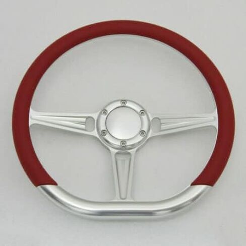 Flashpower 14" Satin Billet Steering Wheel with Half Wrap and Horn Button (Dark Grey) in Kuwait