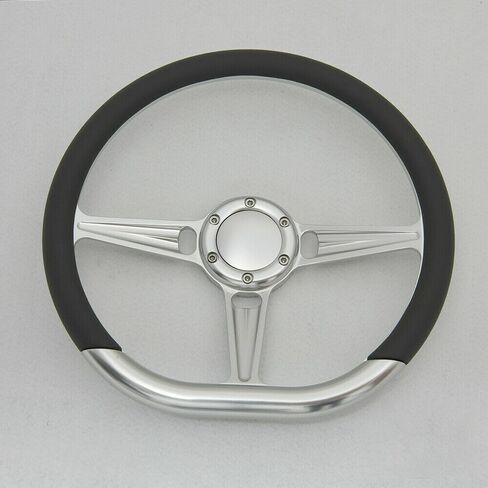 Flashpower 14" Satin Billet Steering Wheel with Half Wrap and Horn Button (Dark Grey) in Saudi Arabia