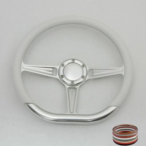 Flashpower 14" Satin Billet Steering Wheel with Half Wrap and Horn Button (Dark Grey) in Saudi Arabia