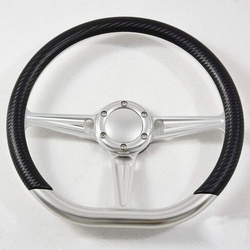 Flashpower 14" Satin Billet Steering Wheel with Half Wrap and Horn Button (Dark Grey) in Saudi Arabia