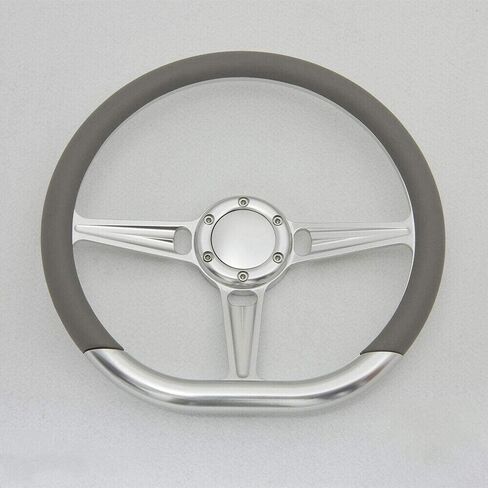 Flashpower 14" Satin Billet Steering Wheel with Half Wrap and Horn Button (Dark Grey) in Saudi Arabia
