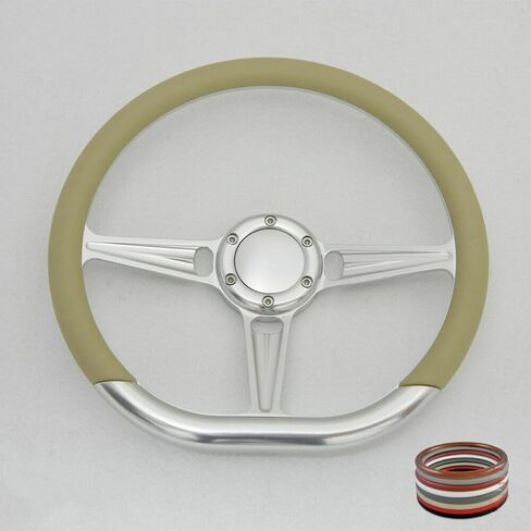 Flashpower 14" Satin Billet Steering Wheel with Half Wrap and Horn Button (Dark Grey) in Saudi Arabia