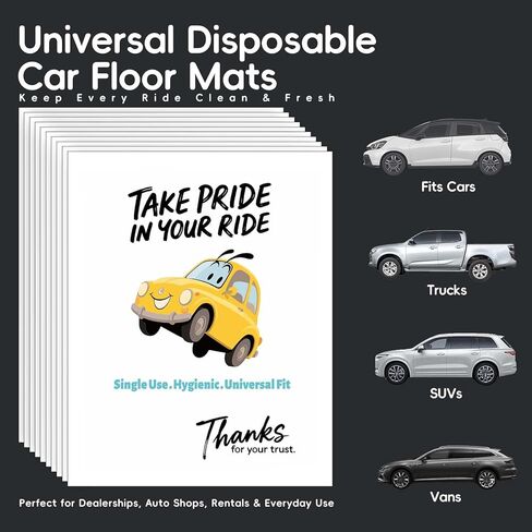 LABBYWAY 100Pcs Disposable Paper Floor Mats for Cars, Waterproof Car Foot Pads Protective Papers, Automotive Mat Covers Protector, Temporary Sticky 15.35x19.29inch in Kuwait