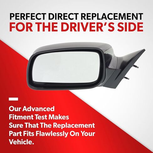 Side Mirror Replacement For 2007 2008 2009 2010 2011 Toyota Camry LE SE XLE Hybrid - Driver Side Mirror Includes Clear Lens, Housing, Cover - Black Color, Paintable, Power Glass in Saudi Arabia