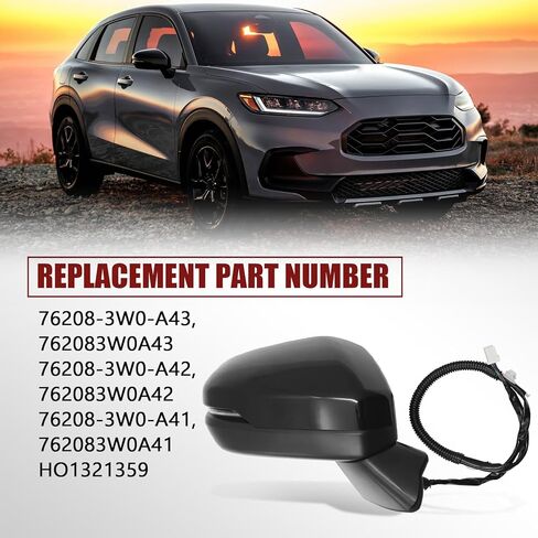 76208-3W0-A43 8 Pins Right Passenger Side Door Mirror Assembly fits for Honda HR-V EX-L/LX/SPORT 2023 2024 2025 W/Blind Spot Heated Turn Signal Light HO1321359 (Passenger Side Door Mirror) in Kuwait