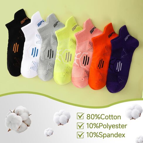 7 Pairs Running Ankle Socks for Women, Thin Mesh Odor-resistant Athletic Cotton Low Cut Socks in Saudi Arabia