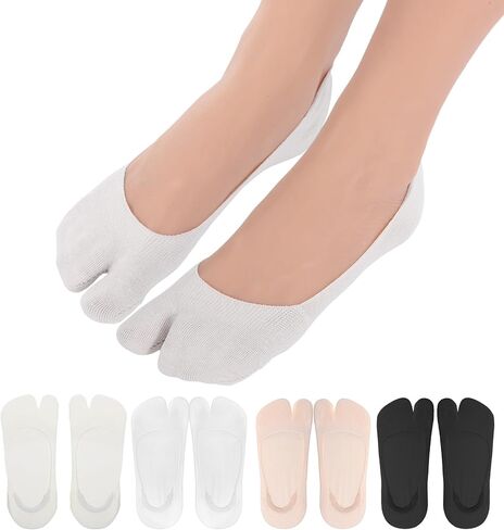 4 أزواج من جوارب تابي بدون عرض، جوارب تابي قطنية للسيدات، جورب غير مرئي منخفض القطع للنساء من أجل حذاء رياضي بدون كعب (متعدد الألوان) in Kuwait