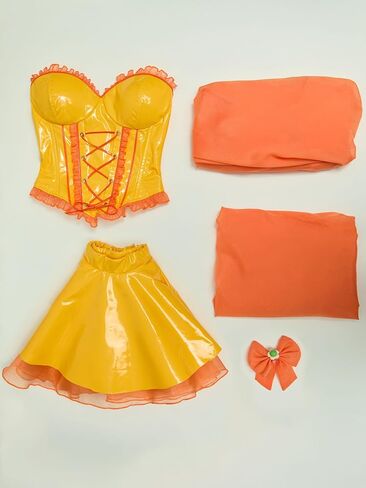 طقم تنورة مشد نسائي من miccostumes التنكري للأميرة، تنورة علوية وتنورة مع غطاء للرأس وتنورة قابلة للإزالة in Saudi Arabia