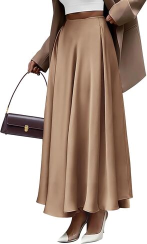 BTFBM Women's Satin High Waist Skirts 2024 Summer Fall Outfits Elegant Cocktail Party Flowy A-Line Maxi Skirt in Kuwait
