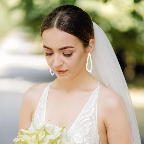 Silver Rhinestone Hoop Earrings for Women Dangling Teardrop Prom Dangle Statement CZ Earrings Jewelry for Party Wedding in Kuwait