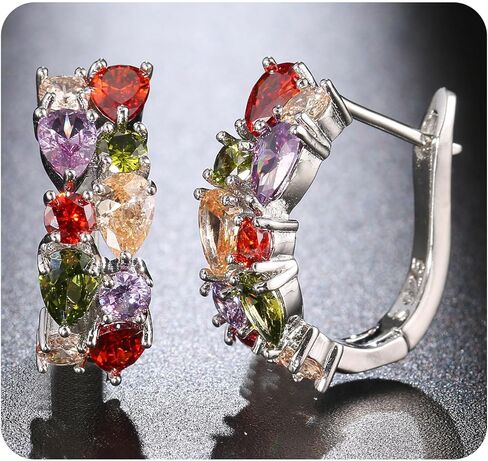 Gemstone Women's Rings + Hoop Earrings Jewelry Set in Kuwait