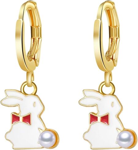 WCRAZYE Easter Hoop Earrings for Women Cute Funny Gold Enamel Colorful Rabbit Egg Bunny Sparkle Spring Earrings Fashion Holiday Happy Jewelry Gift in Saudi Arabia