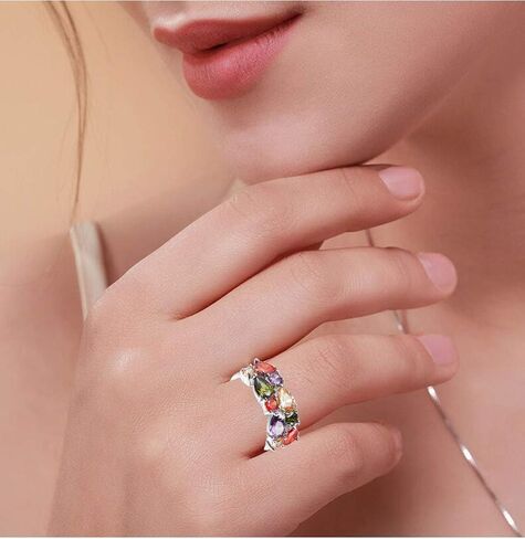 Gemstone Women's Rings + Hoop Earrings Jewelry Set in Kuwait