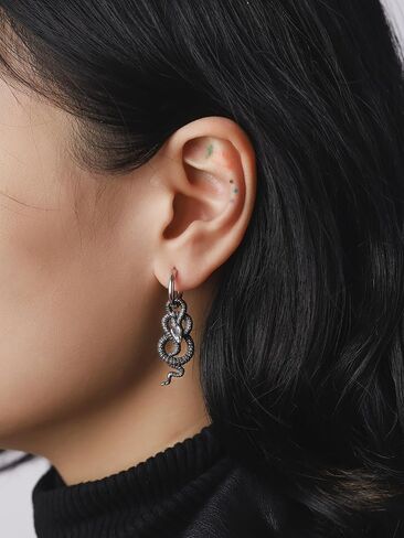 HAQUIL Snake Earrings, Vintage Retro Gothic Snake Serpent Totem Hoop Dangle Drop Earrings, Goth Jewelry Gift in Saudi Arabia