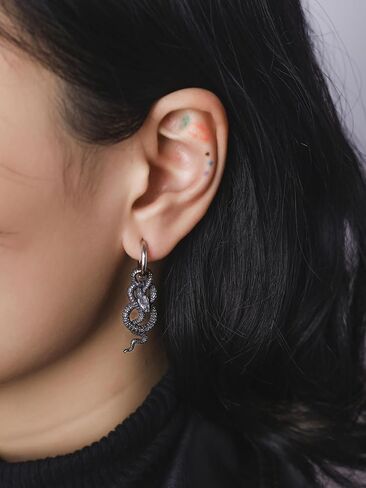 HAQUIL Snake Earrings, Vintage Retro Gothic Snake Serpent Totem Hoop Dangle Drop Earrings, Goth Jewelry Gift in Saudi Arabia