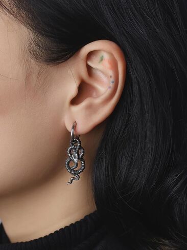 HAQUIL Snake Earrings, Vintage Retro Gothic Snake Serpent Totem Hoop Dangle Drop Earrings, Goth Jewelry Gift in Saudi Arabia