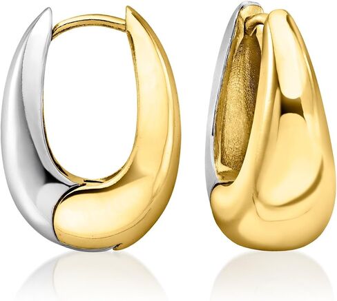 Ross-Simons Silver and 14kt Gold-Plated Oval Hoop Earrings in Saudi Arabia