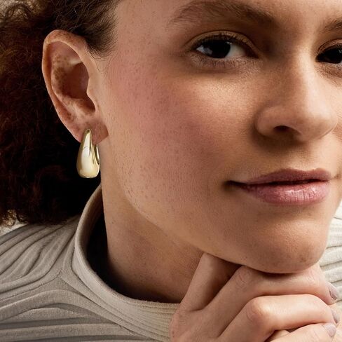 Ross-Simons Silver and 14kt Gold-Plated Oval Hoop Earrings in Saudi Arabia