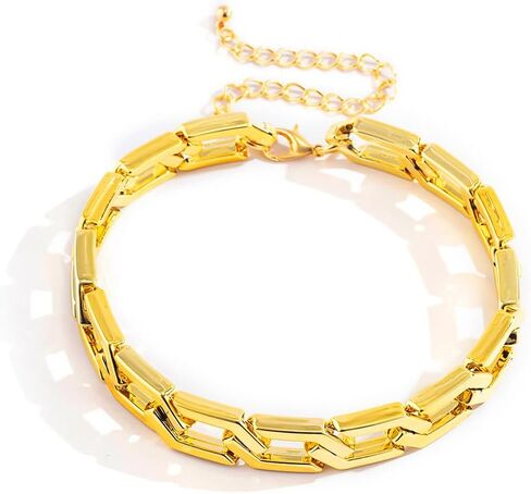 Punk Chunky Chain Choker Necklace for Women Hip Hop Thick Acrylic Clavicle Chain Necklace Wide Gold Silver Chain Choker Exaggeration Jewelry for Men in Kuwait