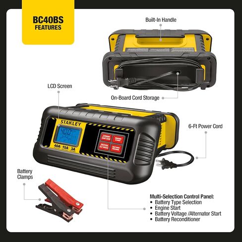 STANLEY BC40BS 40 Amp High Frequency Battery Charger with Engine Start and Patented Voltage and Alternator Check in Kuwait