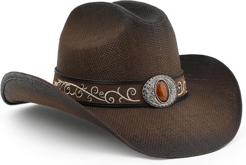 قبعة رعاة البقر للنساء والرجال، طراز رجل الماشية الغربي الكلاسيكي، قبعة راعية البقر لحفلات رعاة البقر من القش والشمس in Kuwait