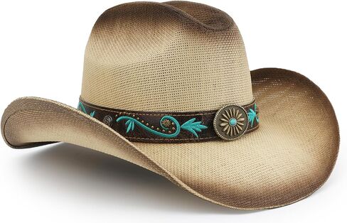 Cowboy Hat for Women and Men, Classic Western Cattleman Style, Straw Sun Concert Rodeo Cowgirl Hat in Saudi Arabia