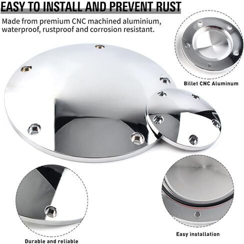 Three T CNC Aluminum Derby Cover + Points Covers Set for Harley Dyna 1999-2017, for Softail 1999-UP, for Touring FLHT FLHR FLHX FLTR FLHTCUTG 1999-2015, Chrome in Kuwait