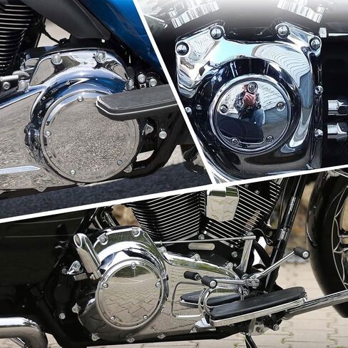 Three T CNC Aluminum Derby Cover + Points Covers Set for Harley Dyna 1999-2017, for Softail 1999-UP, for Touring FLHT FLHR FLHX FLTR FLHTCUTG 1999-2015, Chrome in Kuwait