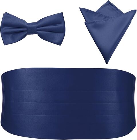 PenSee Mens Formal Solid Pre-tied Bow Tie & Pocket Square & Cummerbund Set Tuxedo Bow Ties for Men in Kuwait