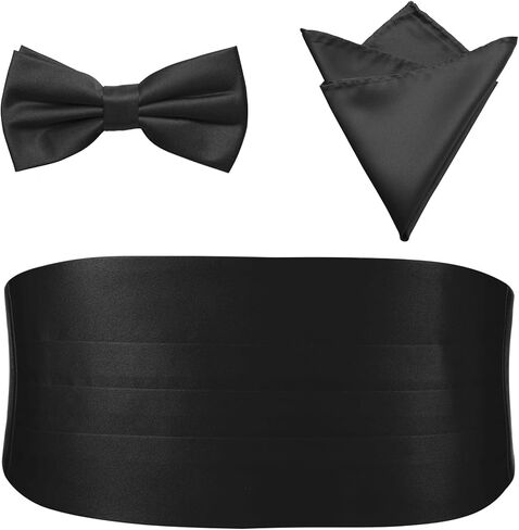 PenSee Mens Formal Solid Pre-tied Bow Tie & Pocket Square & Cummerbund Set Tuxedo Bow Ties for Men in Saudi Arabia
