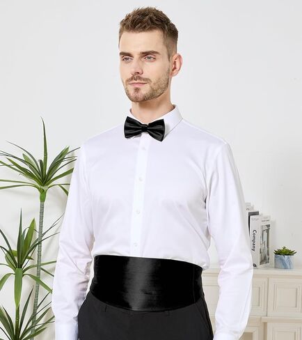 PenSee Mens Formal Solid Pre-tied Bow Tie & Pocket Square & Cummerbund Set Tuxedo Bow Ties for Men in Saudi Arabia