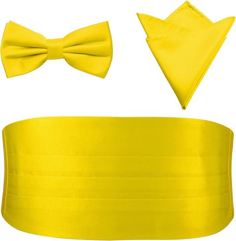 PenSee Mens Formal Solid Pre-tied Bow Tie & Pocket Square & Cummerbund Set Tuxedo Bow Ties for Men in Saudi Arabia