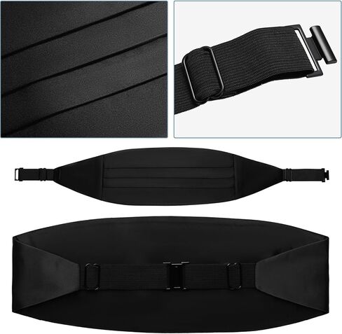PenSee Mens Formal Solid Pre-tied Bow Tie & Pocket Square & Cummerbund Set Tuxedo Bow Ties for Men in Saudi Arabia
