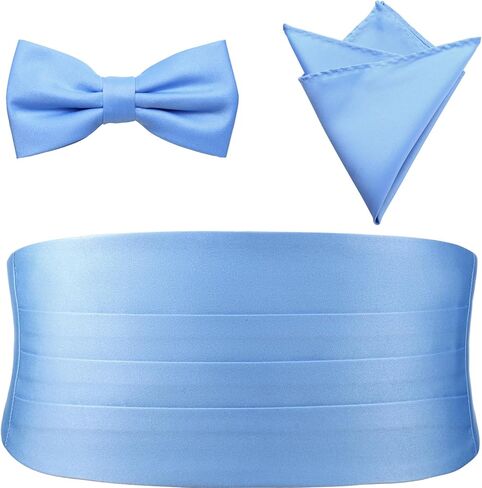 PenSee Mens Formal Solid Pre-tied Bow Tie & Pocket Square & Cummerbund Set Tuxedo Bow Ties for Men in Saudi Arabia