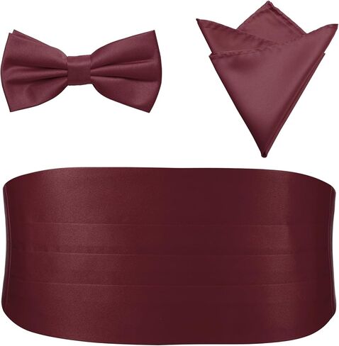 PenSee Mens Formal Solid Pre-tied Bow Tie & Pocket Square & Cummerbund Set Tuxedo Bow Ties for Men in Saudi Arabia