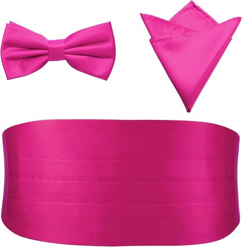 PenSee Mens Formal Solid Pre-tied Bow Tie & Pocket Square & Cummerbund Set Tuxedo Bow Ties for Men in Saudi Arabia