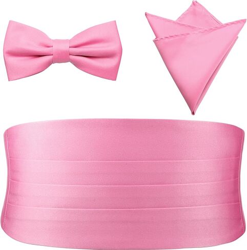 PenSee Mens Formal Solid Pre-tied Bow Tie & Pocket Square & Cummerbund Set Tuxedo Bow Ties for Men in Saudi Arabia