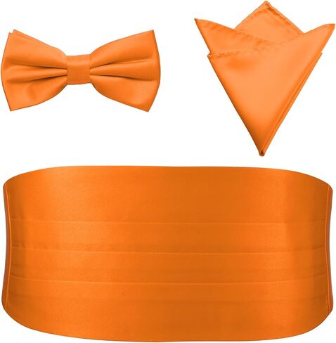 PenSee Mens Formal Solid Pre-tied Bow Tie & Pocket Square & Cummerbund Set Tuxedo Bow Ties for Men in Saudi Arabia