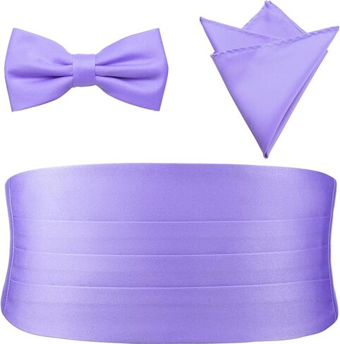 PenSee Mens Formal Solid Pre-tied Bow Tie & Pocket Square & Cummerbund Set Tuxedo Bow Ties for Men in Saudi Arabia