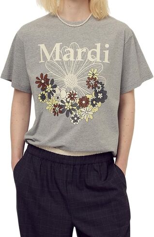 تي شيرت نسائي برسومات FlowerMardi Jardin - 100% قطن، مقاس مريح in Kuwait