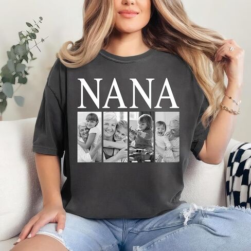 GODMERCH Custom Mama Grandma Photo T-Shirts Personalized Family Mother's Day Valentine Birthday Gifts for Women in Saudi Arabia