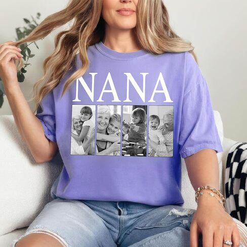 GODMERCH Custom Mama Grandma Photo T-Shirts Personalized Family Mother's Day Valentine Birthday Gifts for Women in Saudi Arabia