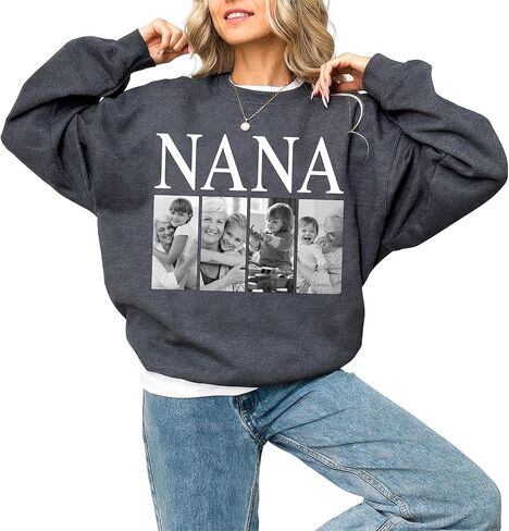 GODMERCH Custom Mama Grandma Photo T-Shirts Personalized Family Mother's Day Valentine Birthday Gifts for Women in Saudi Arabia
