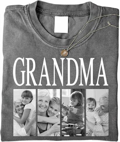 GODMERCH Custom Mama Grandma Photo T-Shirts Personalized Family Mother's Day Valentine Birthday Gifts for Women in Saudi Arabia