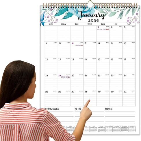 2026 Wall Calendar Extra Large 22"x17", Wall Calendar 2026-2027 from January 2026 to June 2027, Hanging 18 Month 2026-2027 Calendars Wall with Twin-Wire Binding for Home Office Planning Organisers in Saudi Arabia